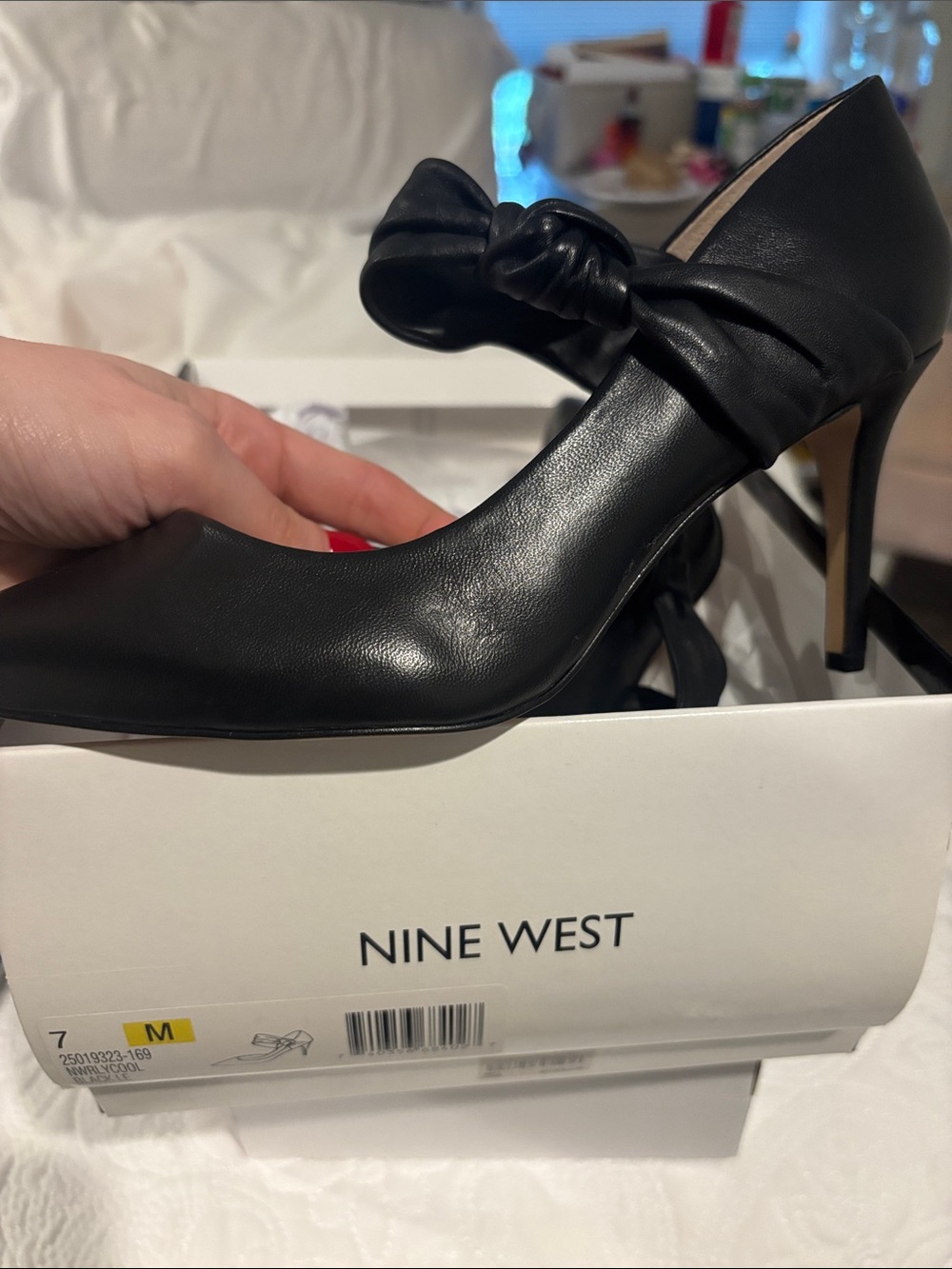 Nine West Black Knotted Strap Pointed Toe Pumps